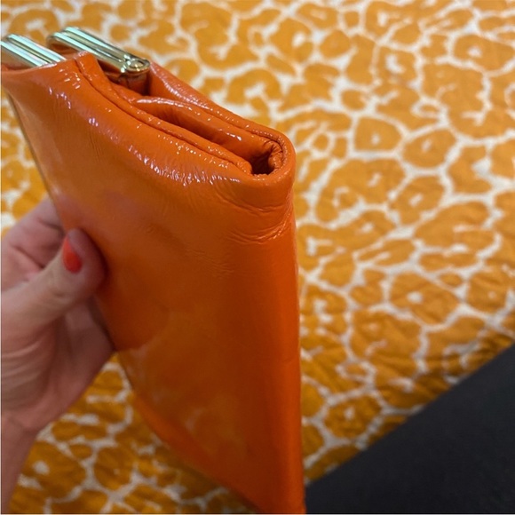 EUC Hobo International Lauren Wallet Patent Leather Orange & Gold - Picture 5 of 9
